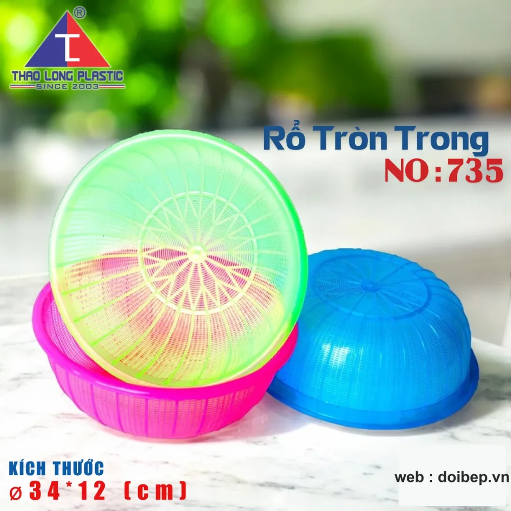 Rổ tròn trong 735 – rổ nhựa trong suốt Ø34cm
