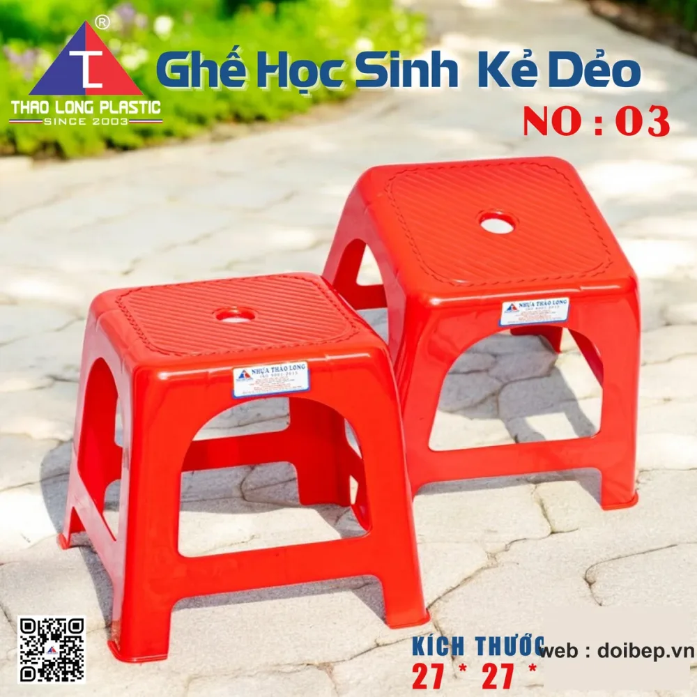 Ghế học sinh mặt kẻ 03 – ghế nhựa mầm non mặt ngồi 24,5cm