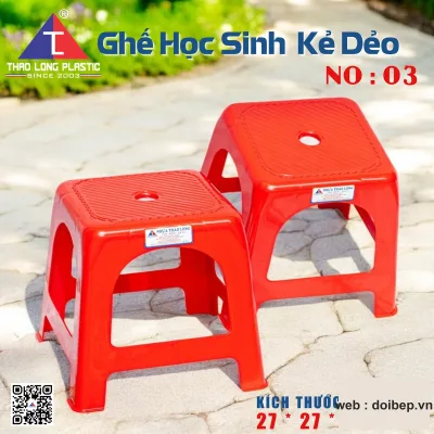 Ghế học sinh mặt kẻ 03 – ghế nhựa mầm non mặt ngồi 24,5cm