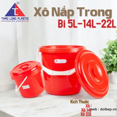 Xô bi 5 lít – xô nhựa có nắp Ø21cm