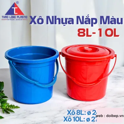 Xô nhựa 8 lít có nắp – Ø24cm cao 21cm ảnh 2