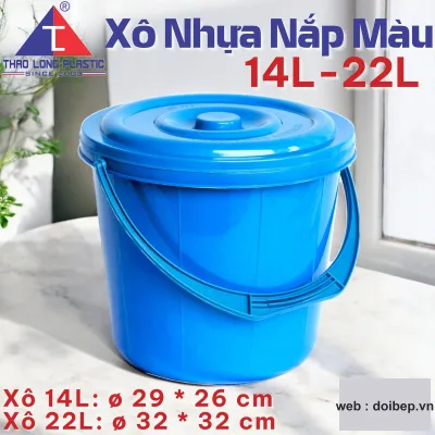 Xô nhựa 22 lít có nắp – Ø32cm cao 32cm ảnh 2