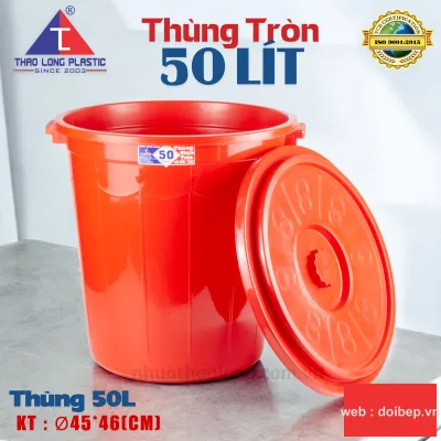 Thùng nhựa tròn 50 lít – Ø45cm cao 46cm
