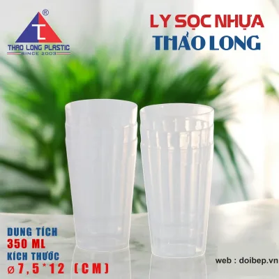 Ly sọc nhựa 350ml – ly Ø7,5cm cao 12cm