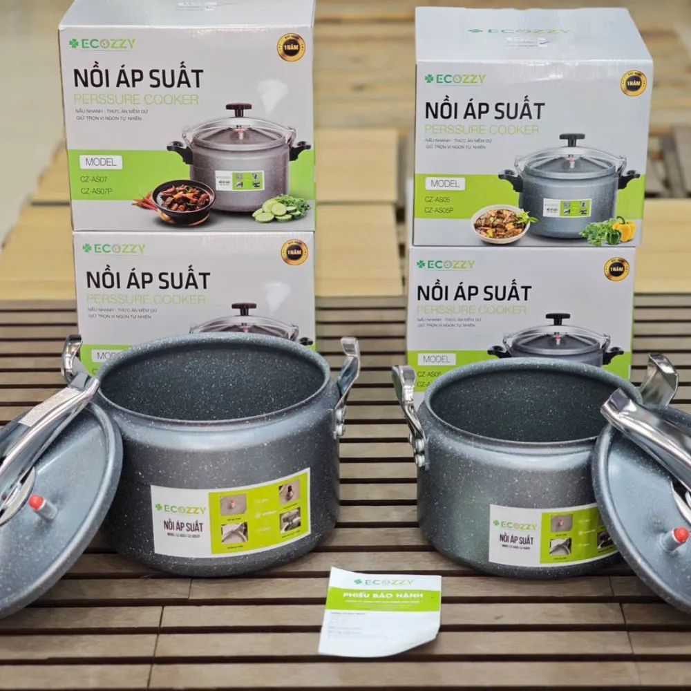 Nồi áp suất 7 lít ecozzy, nấu được bếp từ, bếp ga và hồng ngoại ảnh 5