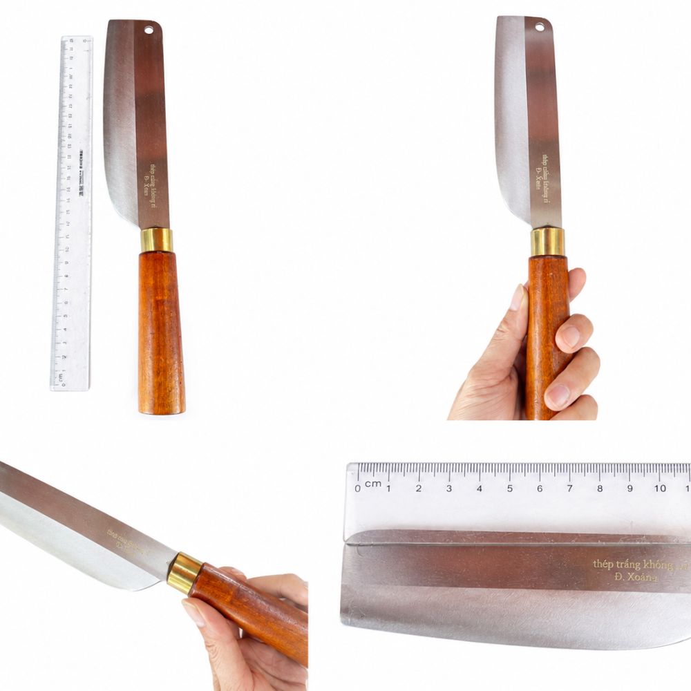 Dao thái rèn thép không gỉ làng nghề An Tiêm - cán gỗ, dài 32cm ảnh 5