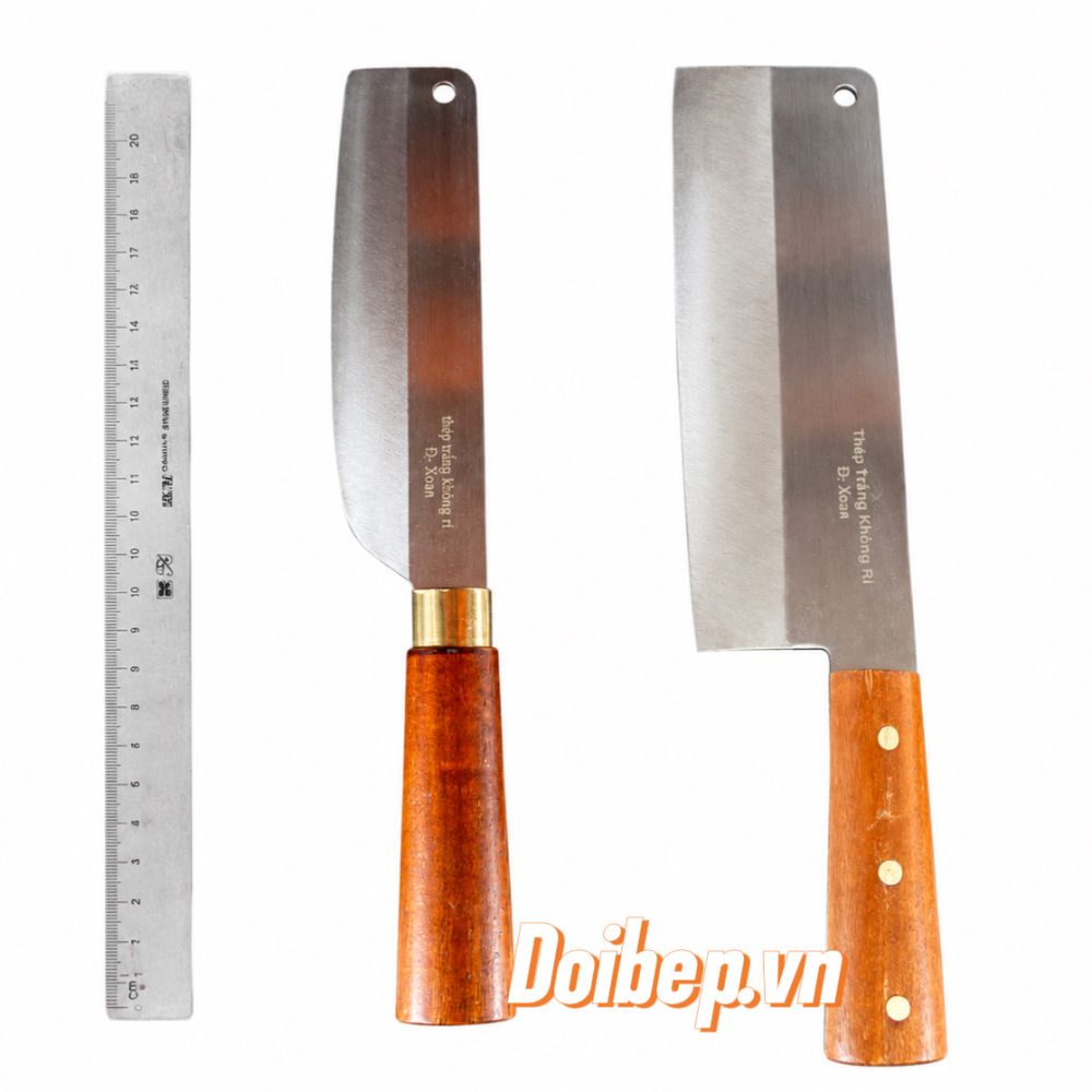 Dao chặt rèn thủ công thép không gỉ - cán gỗ, dài 35cm, nặng 600g