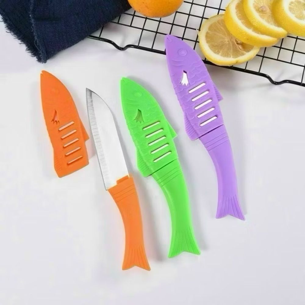 Dao gọt hoa quả mini vỏ bọc hình cá ảnh 4
