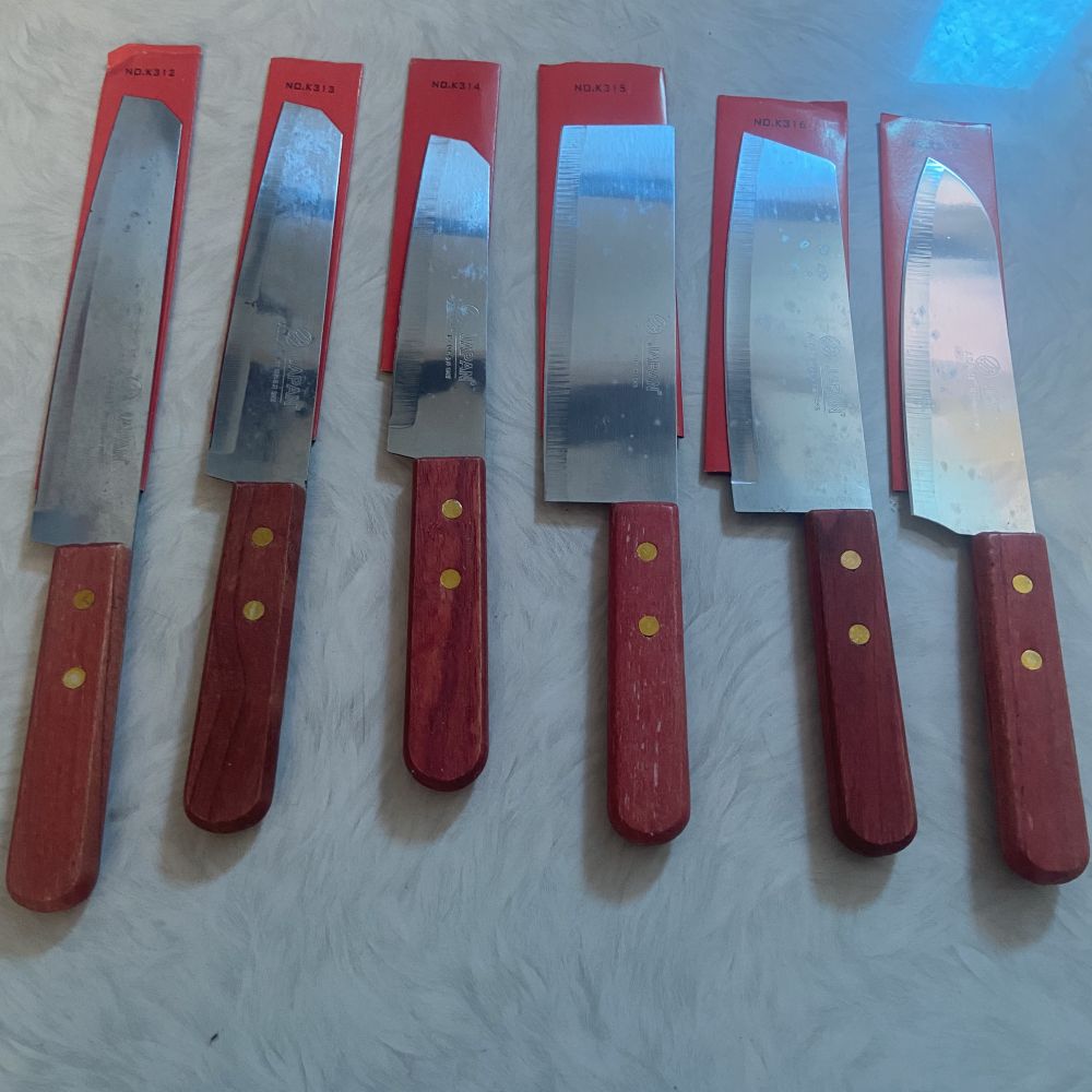 Dao thái kiểu Thái K313 lưỡi thép không gỉ cán gỗ - dài 28cm, bản 3.5cm ảnh 3