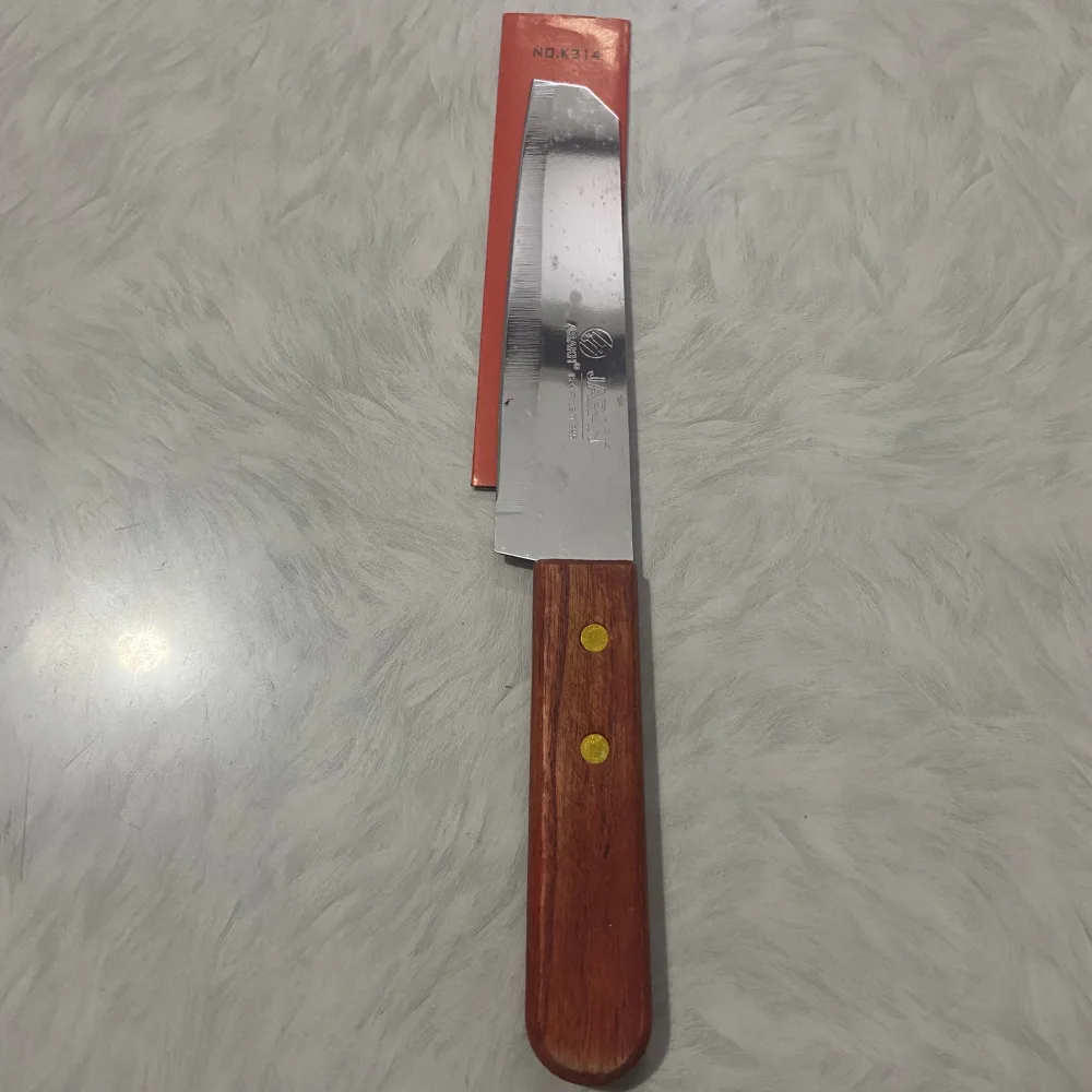 Dao thái kiểu Thái K314 lưỡi thép không gỉ cán gỗ - dài 26cm, bản 3cm