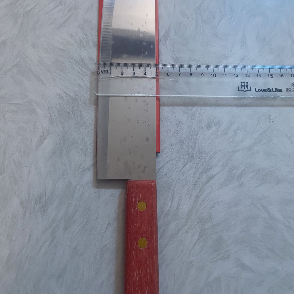 Dao thái bản rộng K315 lưỡi thép không gỉ cán gỗ - dài 29cm, bản 5cm ảnh 2