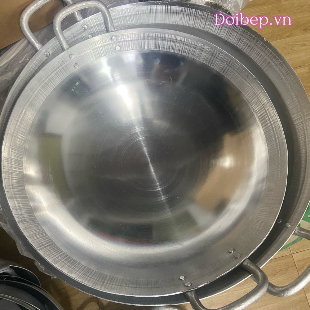 Chảo nhôm đúc 2 tai - xào nấu gia đình và công nghiệp, size 32cm đến 80cm