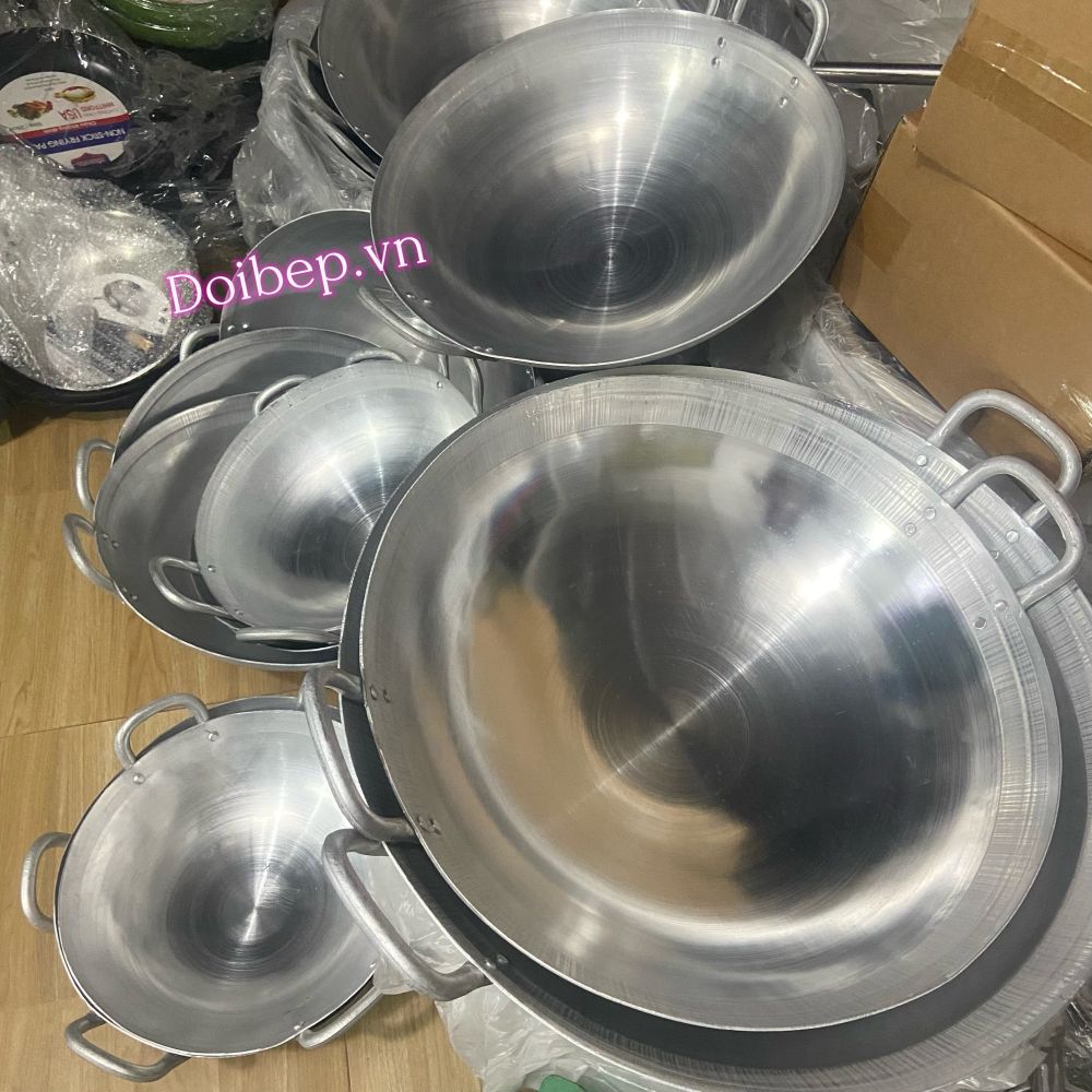 Chảo nhôm đúc 2 tai - xào nấu gia đình và công nghiệp, size 32cm đến 80cm ảnh 5