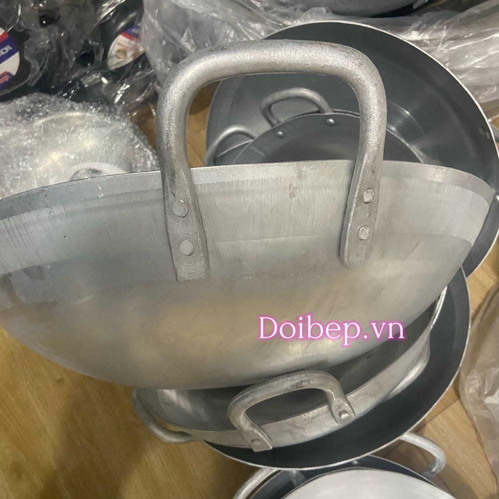 Chảo nhôm đúc 2 tai - xào nấu gia đình và công nghiệp, size 32cm đến 80cm ảnh 3