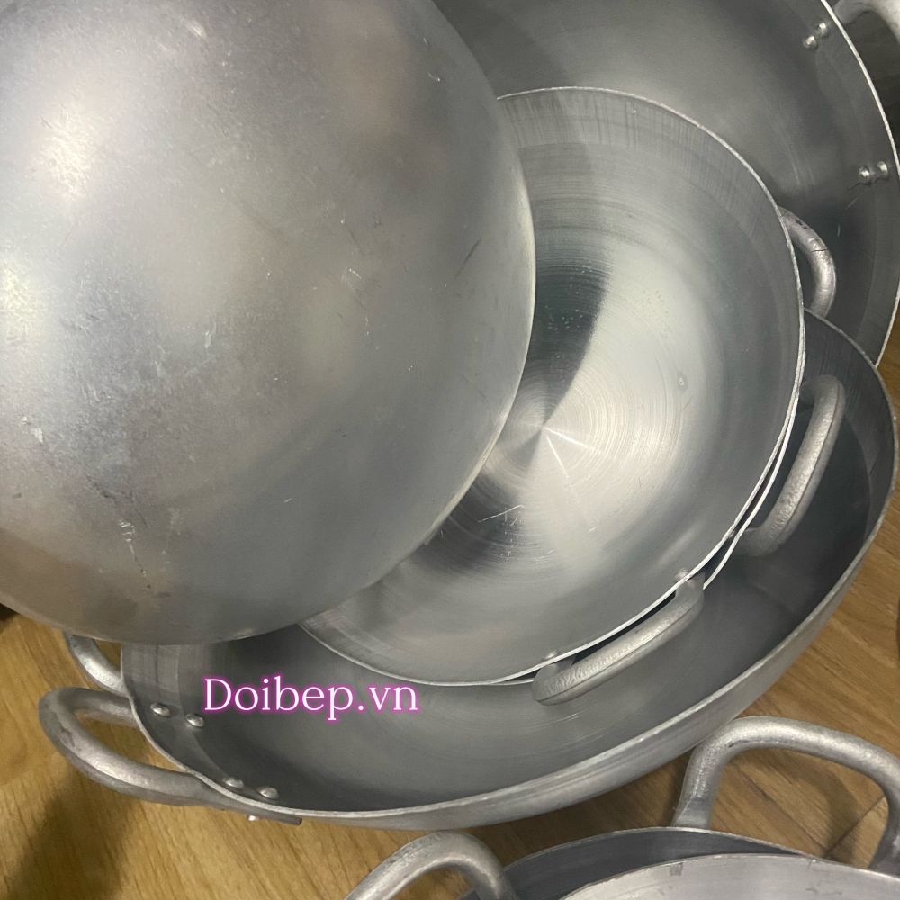 Chảo nhôm đúc 2 tai - xào nấu gia đình và công nghiệp, size 32cm đến 80cm ảnh 2
