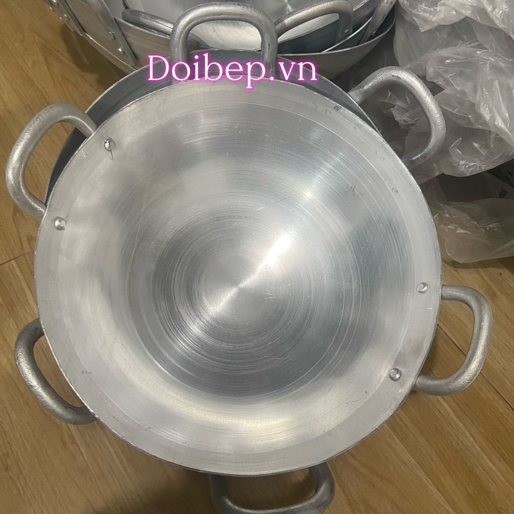Chảo nhôm đúc 2 tai - xào nấu gia đình và công nghiệp, size 32cm đến 80cm ảnh 4