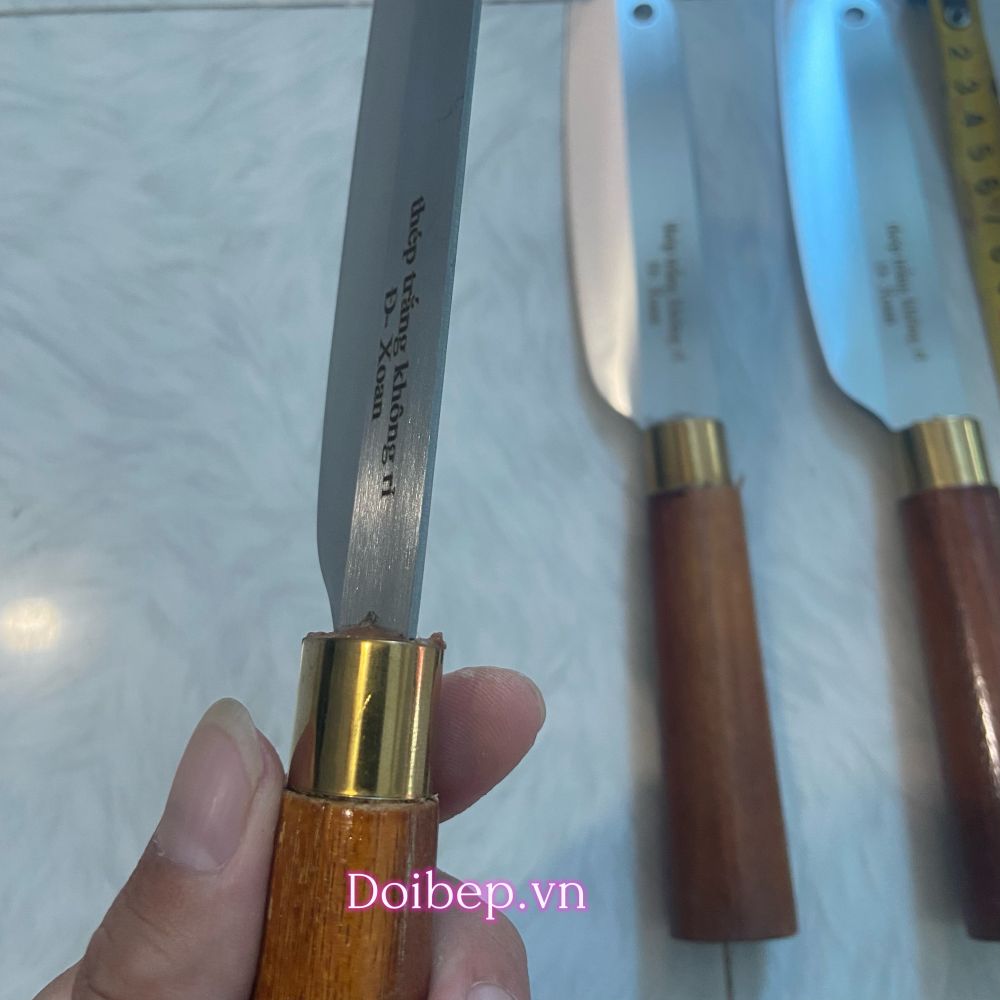 Dao thái rèn thép không gỉ An Tiêm cán gỗ xoan tròn - dài 24cm, bản 3cm ảnh 4