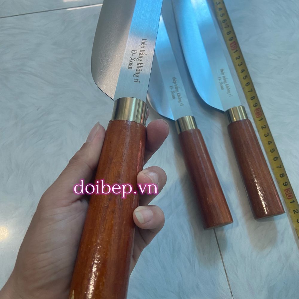 Dao thái bản rộng rèn thép không gỉ An Tiêm cán gỗ xoan tròn - dài 32cm, bản 5cm ảnh 4