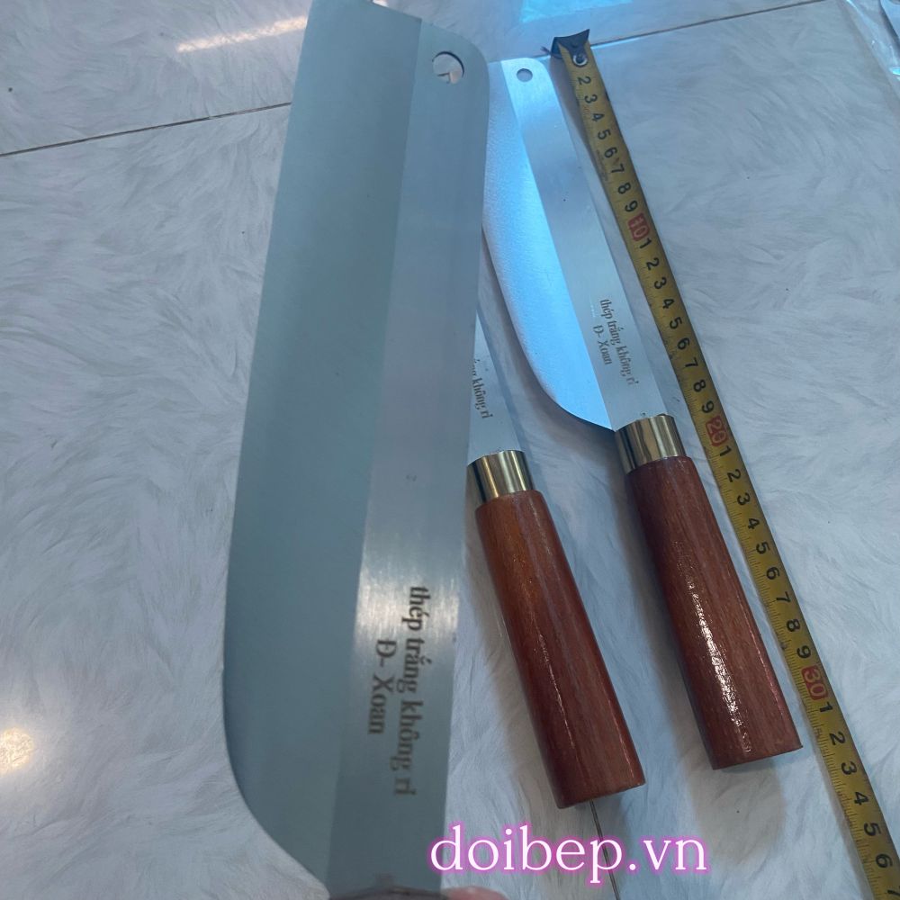 Dao thái bản rộng rèn thép không gỉ An Tiêm cán gỗ xoan tròn - dài 32cm, bản 5cm ảnh 3