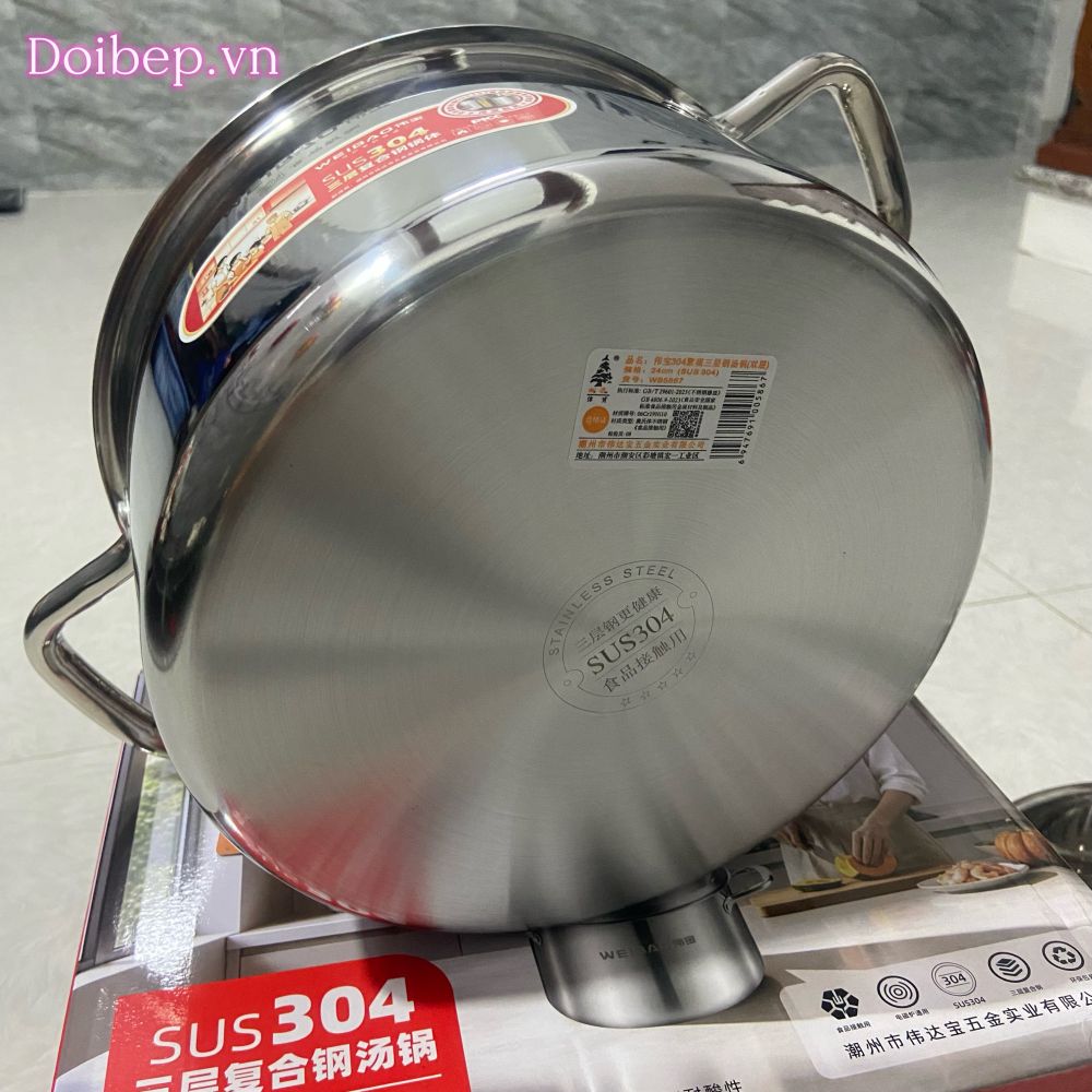 Nồi hấp 2 tầng inox cao cấp - đáy liền khối dày, nắp kính, dùng được bếp từ ảnh 5