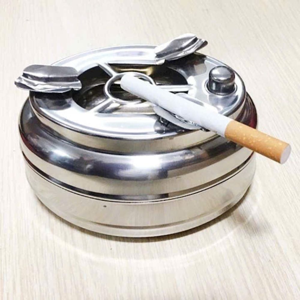 Gạt tàn thuốc inox có nút bấm