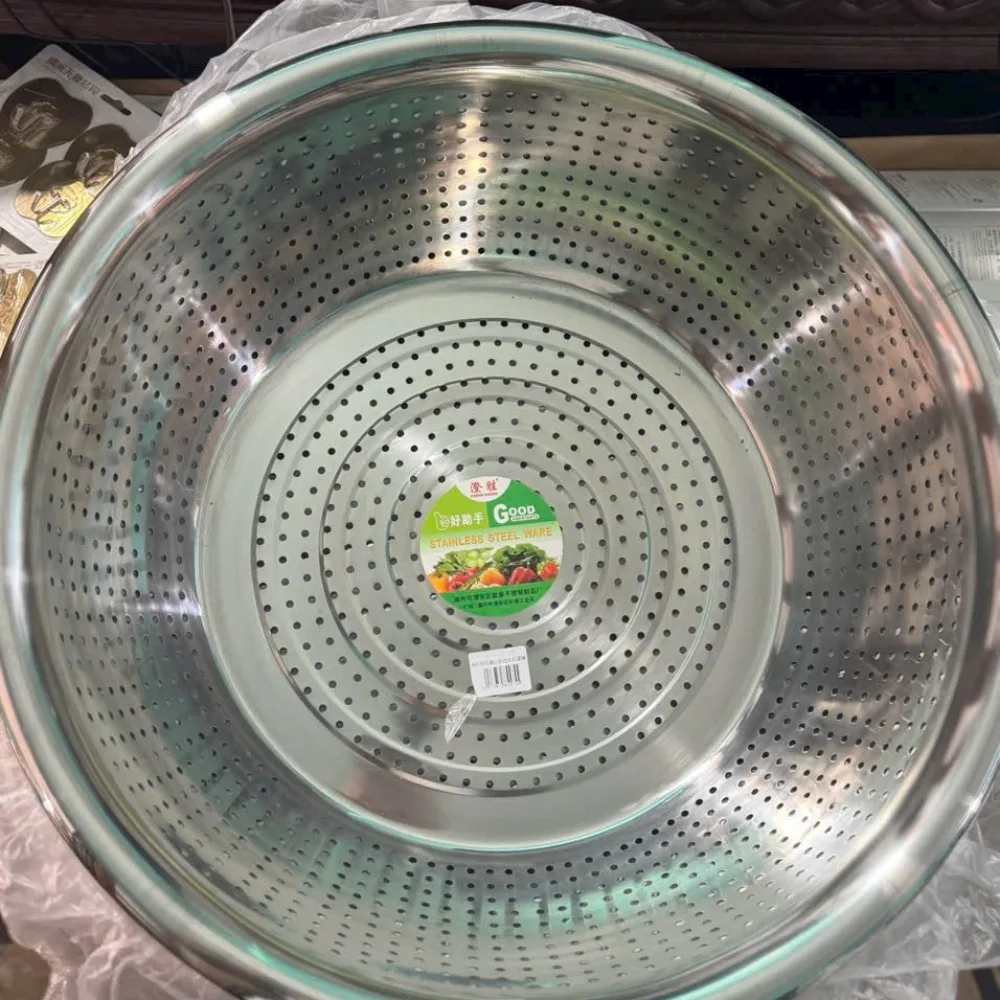 Rổ thép không rỉ lỗ to cỡ lớn size từ 45cm đến 60cm- Rổ Rửa Rau Củ Đa Năng Giá Tốt