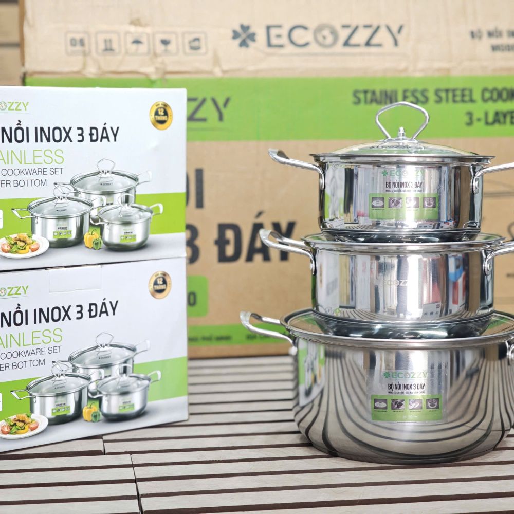 Ecozzy Bộ Nồi Inox 1 Đáy , bộ nồi inox 3 đáy ecozzy ảnh 3