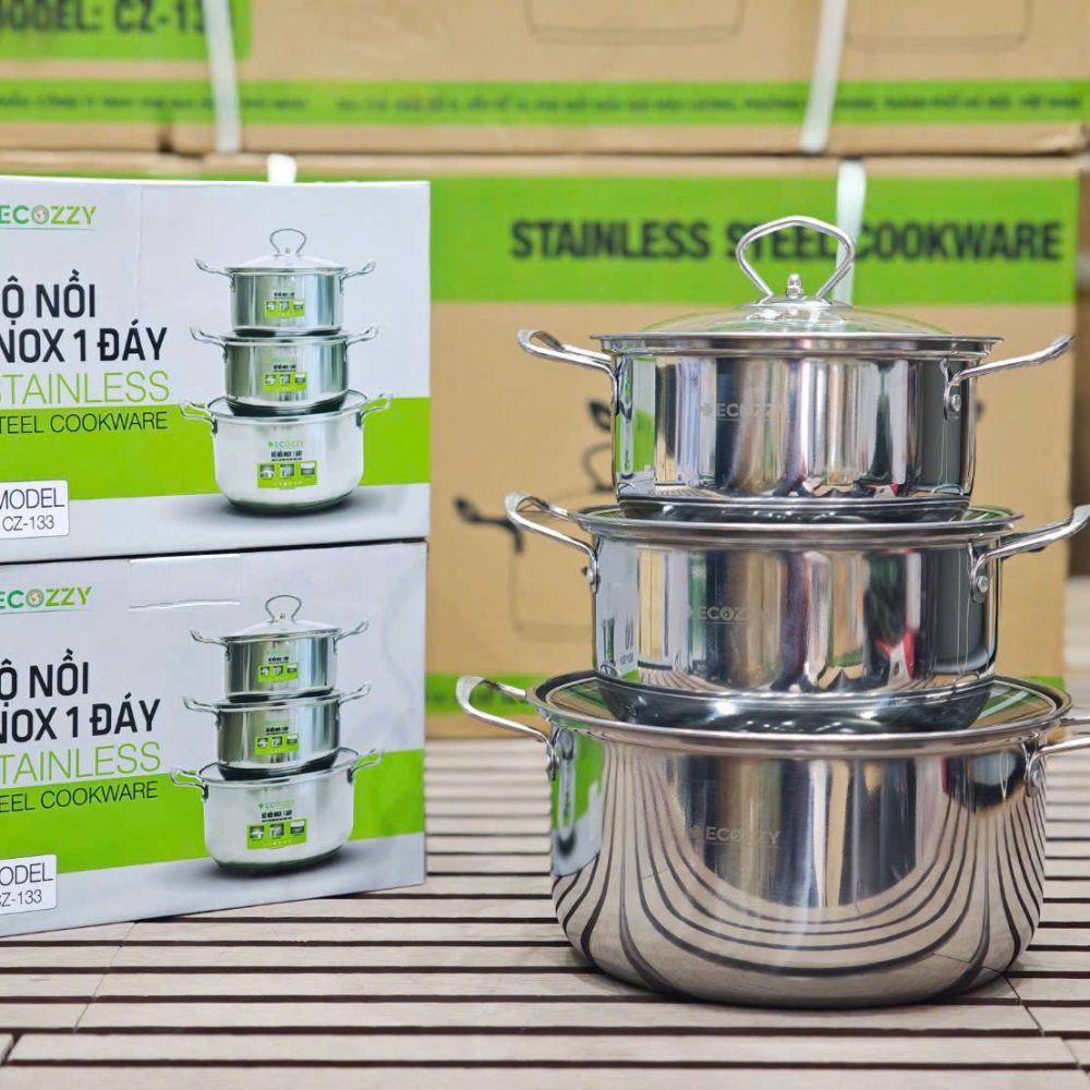 Ecozzy Bộ Nồi Inox 1 Đáy , bộ nồi inox 3 đáy ecozzy ảnh 2