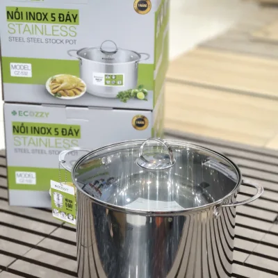 Nồi luộc gà inox 5 đáy Ecozzy dùng bếp từ, gas ,hồng ngoại