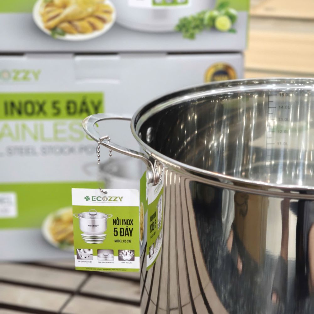 Nồi luộc gà inox 5 đáy Ecozzy dùng bếp từ, gas ,hồng ngoại ảnh 2