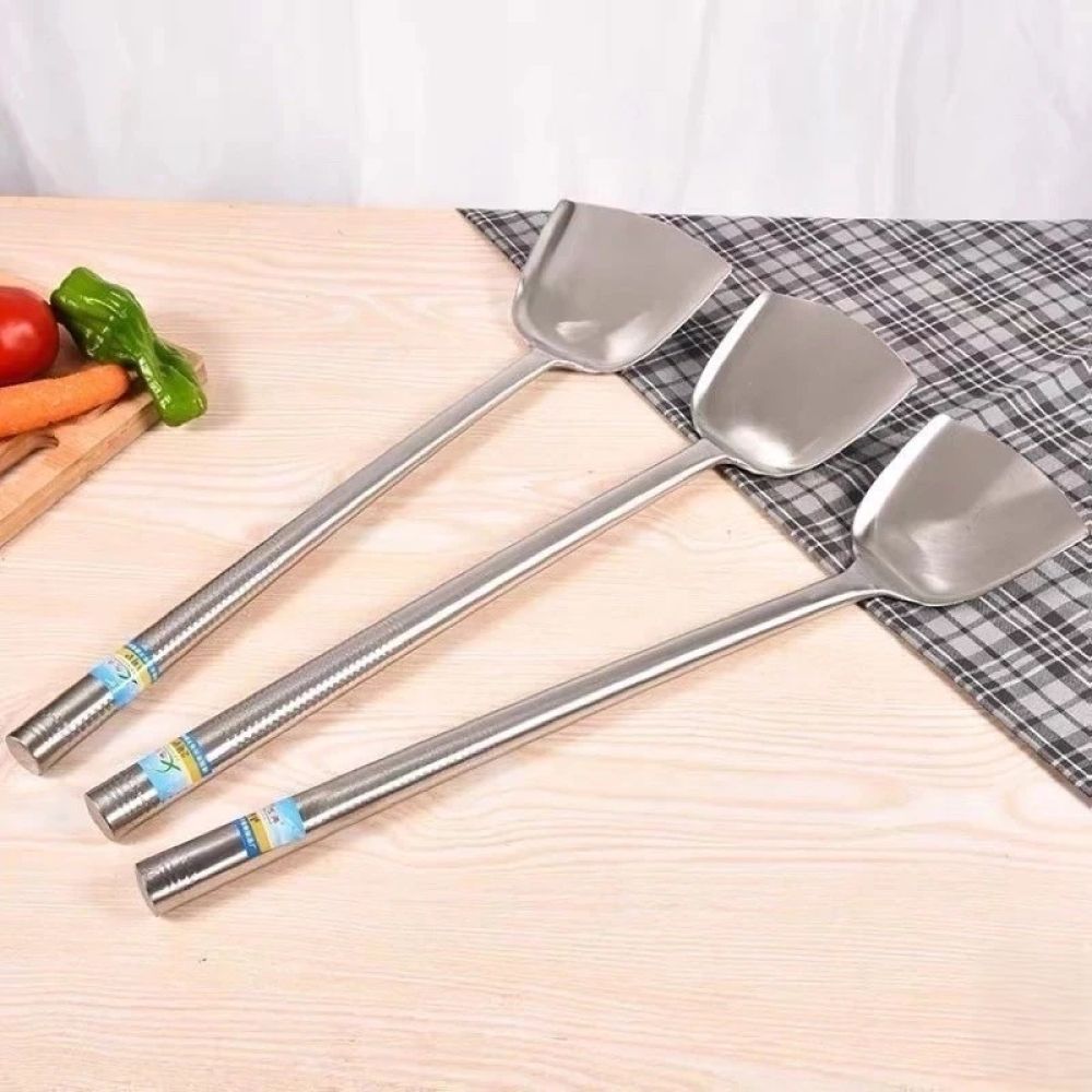 Môi Xẻng Chao Inox Cán Dài 50cm Phi 10cm Cho Bếp Quán ảnh 2
