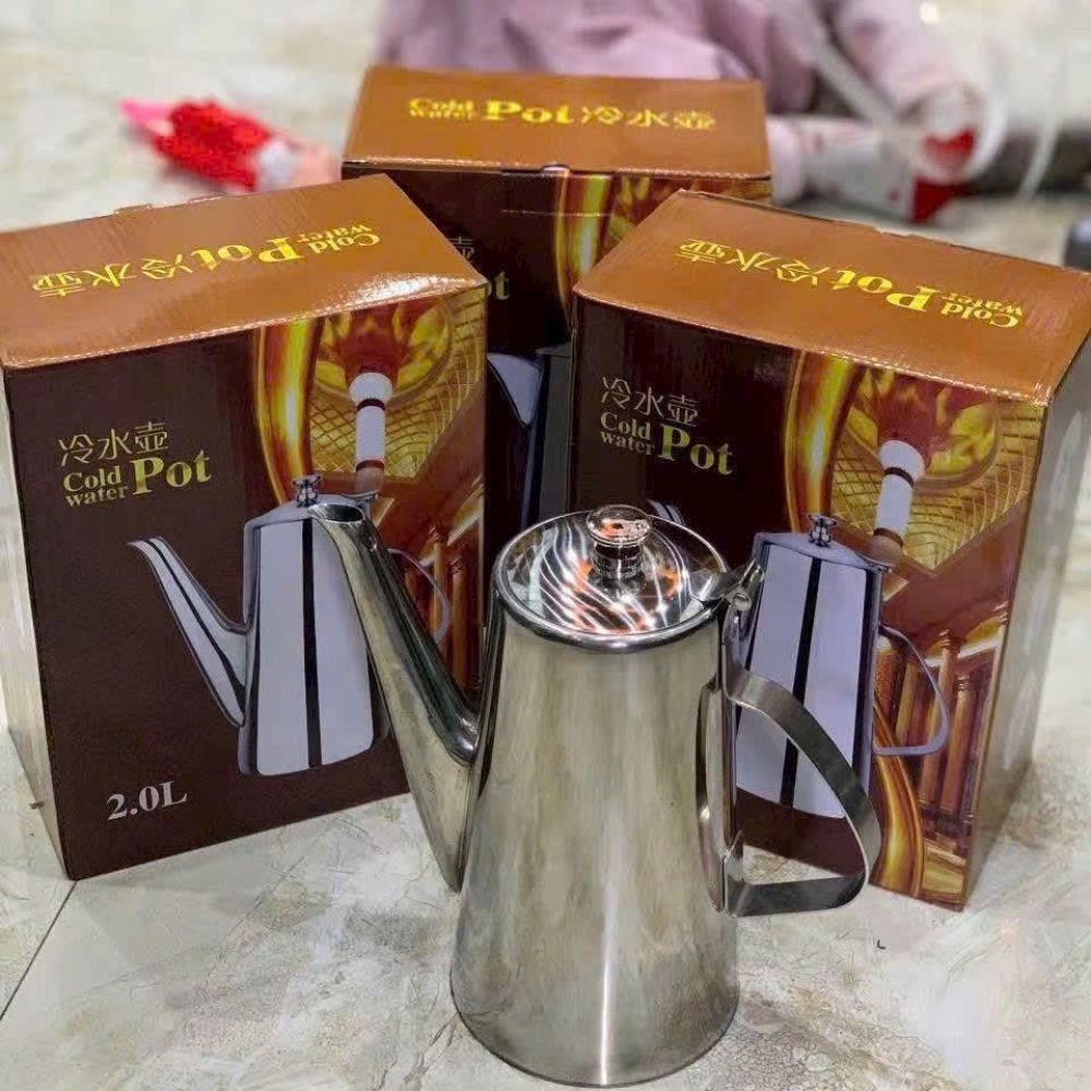 Bình Rót Trà Inox 2L Vòi Dài Không Nhỏ Giọt