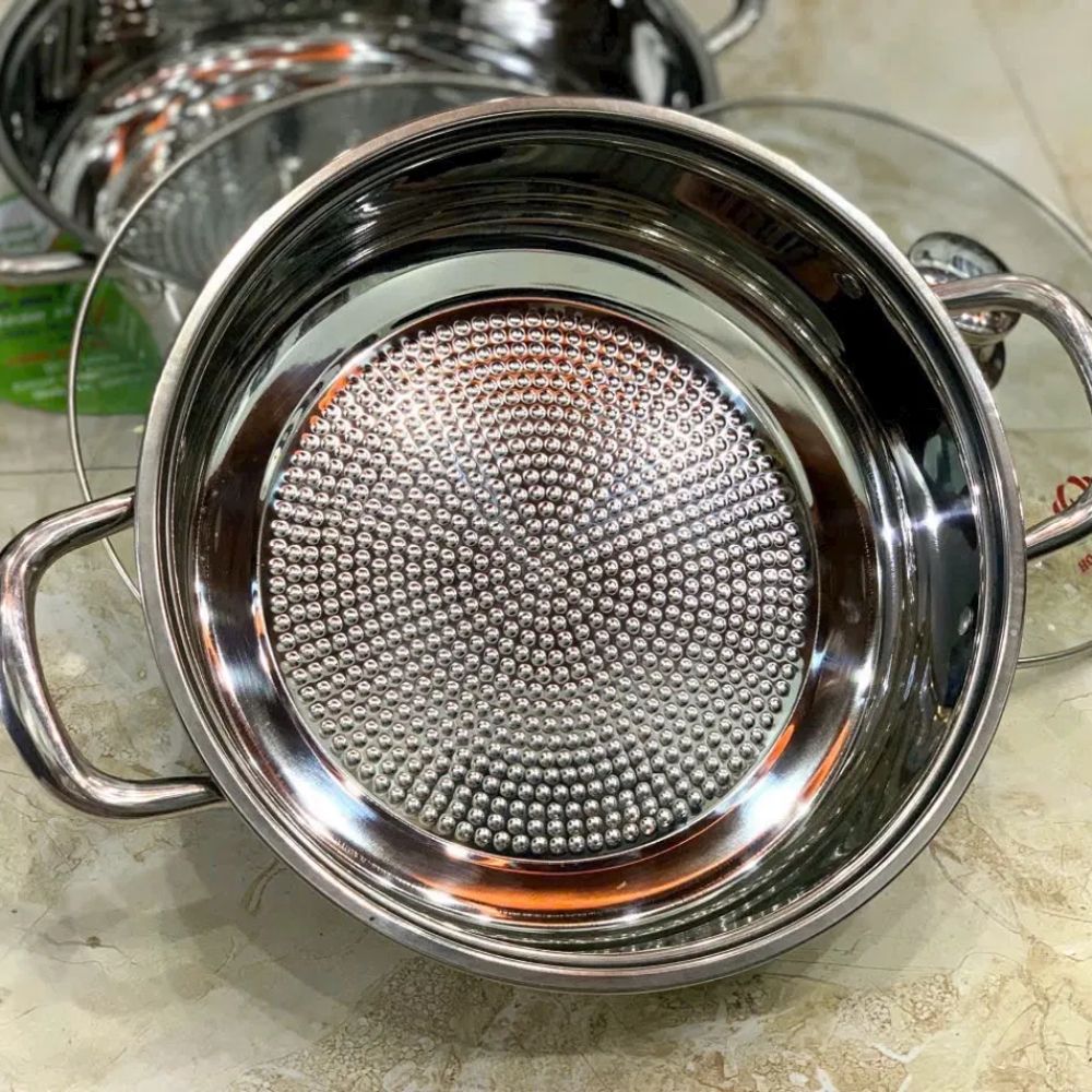 Nồi Lẩu Inox Hoàng Gia Đáy Từ 24-26-28cm Nắp Kính ảnh 3