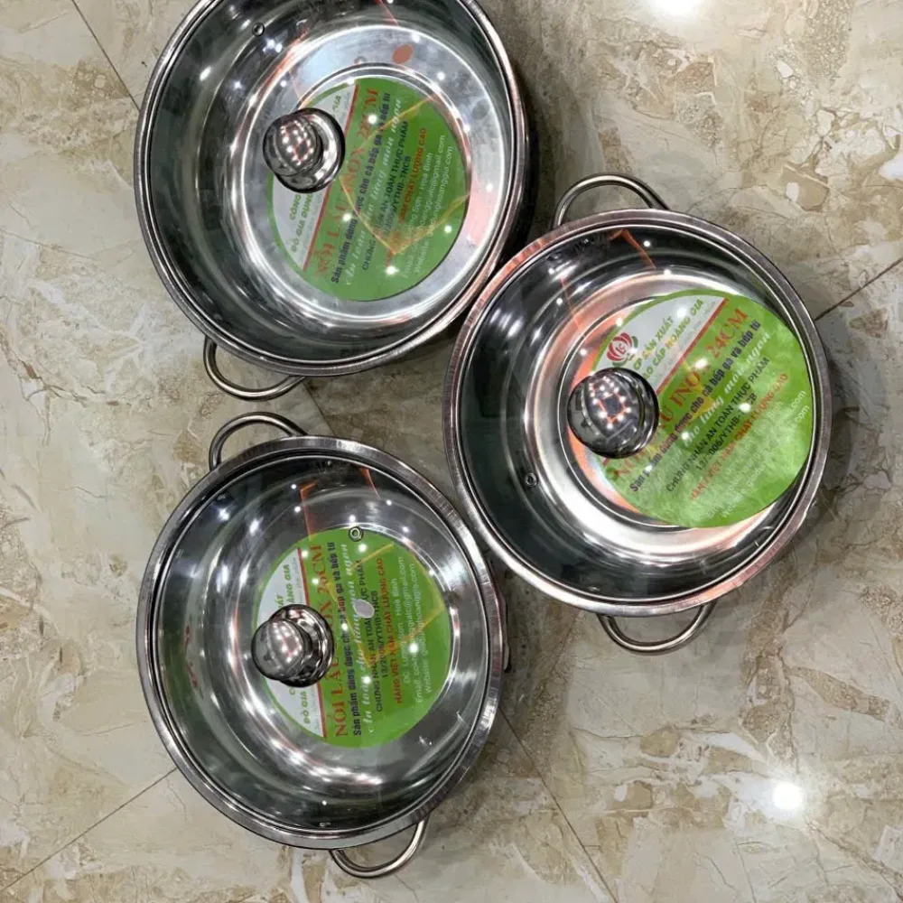 Nồi Lẩu Inox Hoàng Gia Đáy Từ 24-26-28cm Nắp Kính