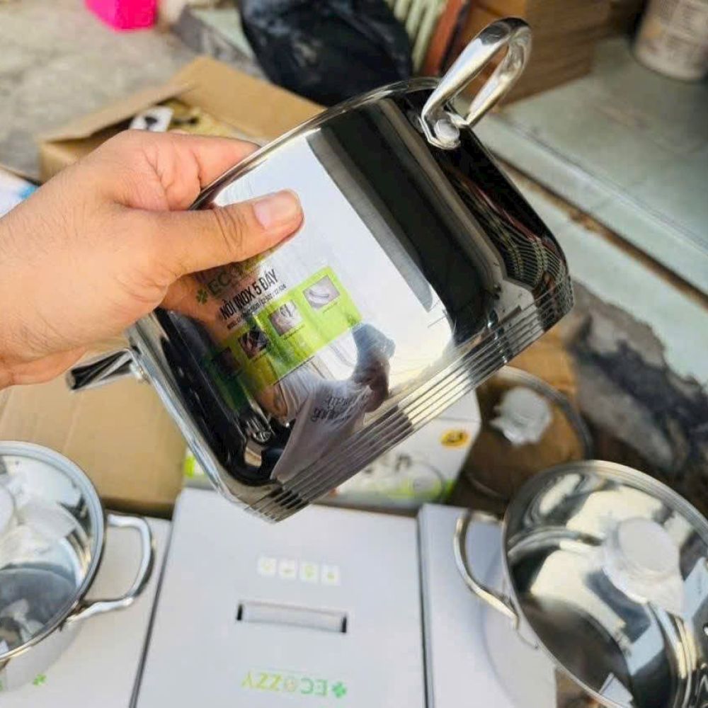 Bộ nồi inox 5 đáy Ecozzy 3 món nấu mọi loại bếp từ , ga, hồng ngoại ảnh 3