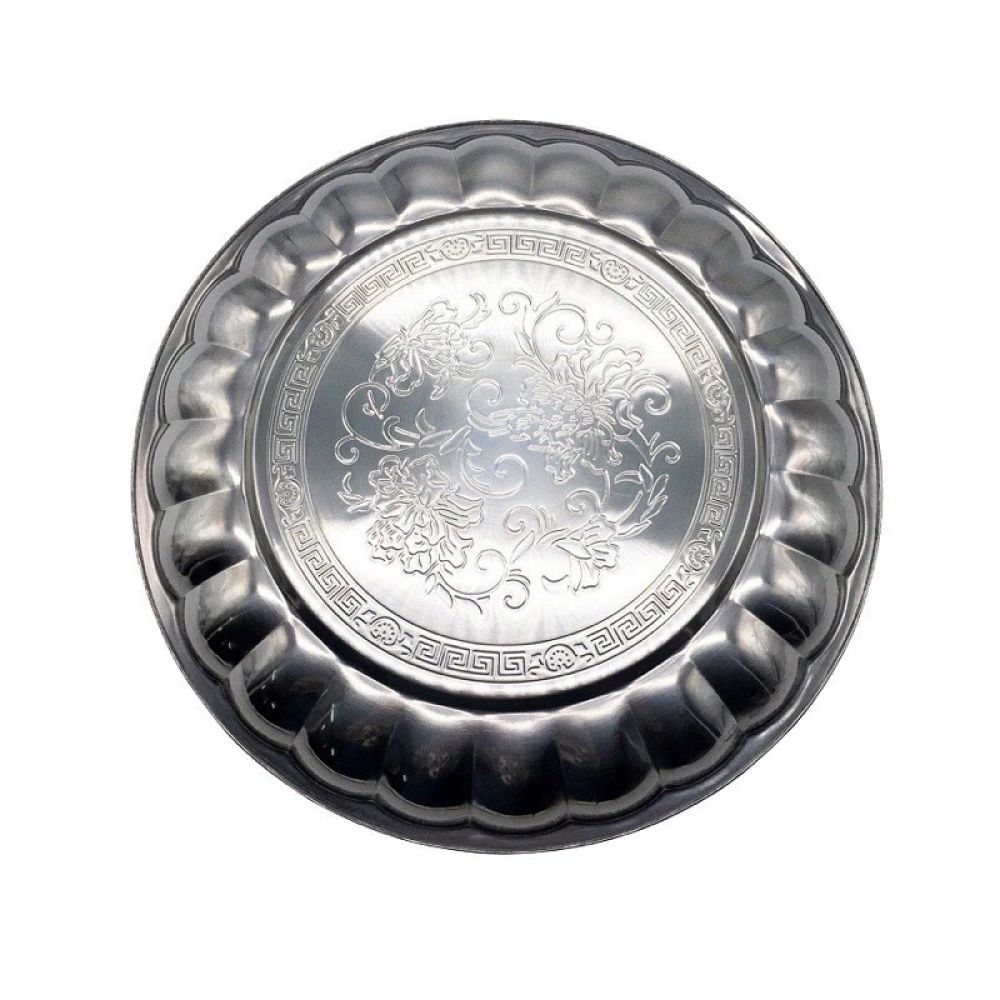 Mâm Inox Xoắn Hoa Văn Hoàng Gia 30-35-40cm ảnh 2