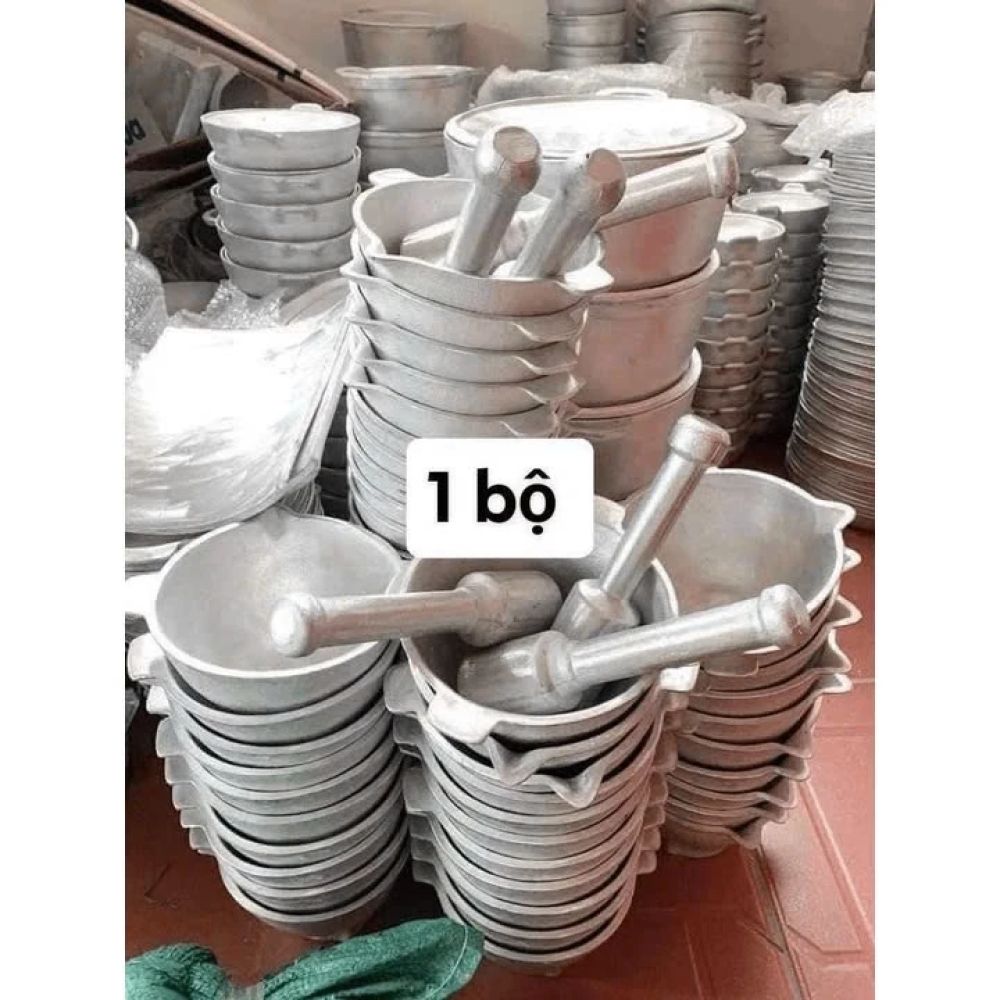 Bộ chày cối nhôm giã cua, hành , tỏi ảnh 2