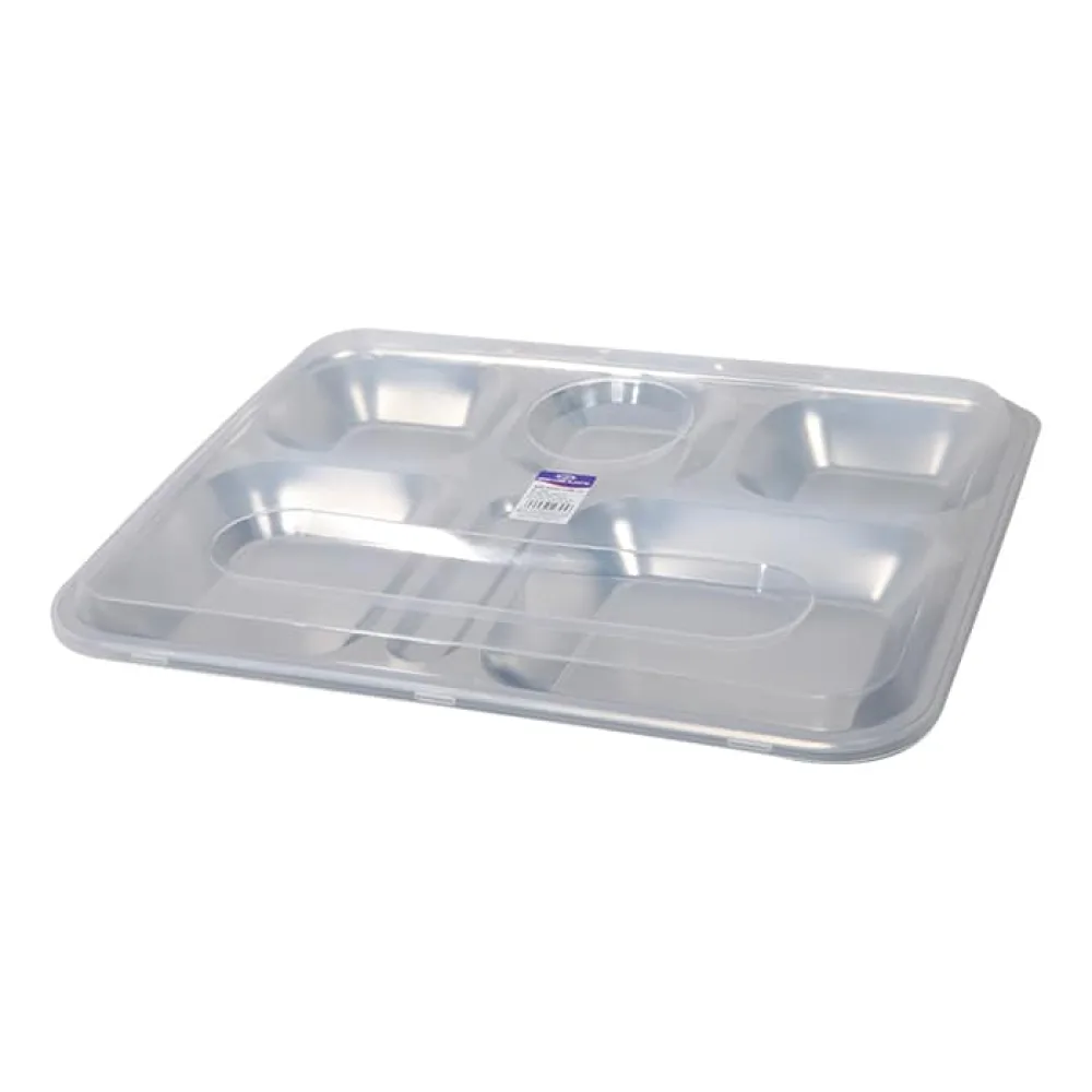 Khay cơm inox chia ngăn cỡ to có nắp