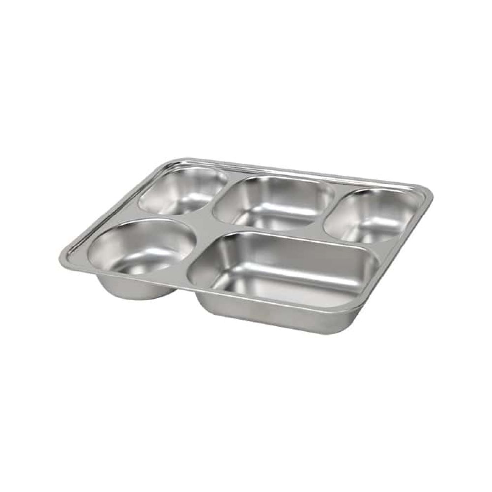 Khay cơm inox chia ngăn cỡ bé lòng sâu có nắp ảnh 2