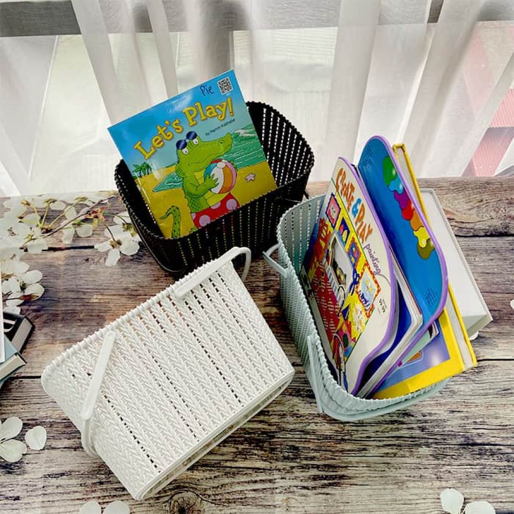 Giỏ nhựa giả mây có quai xách Song Long 28 x 19.8 x 18 cm ảnh 2