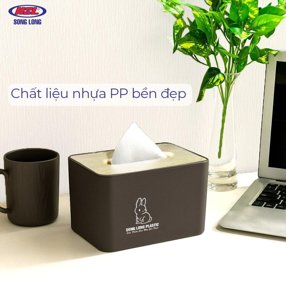 Hộp đựng khăn giấy Song Long nắp vân gỗ ảnh 2