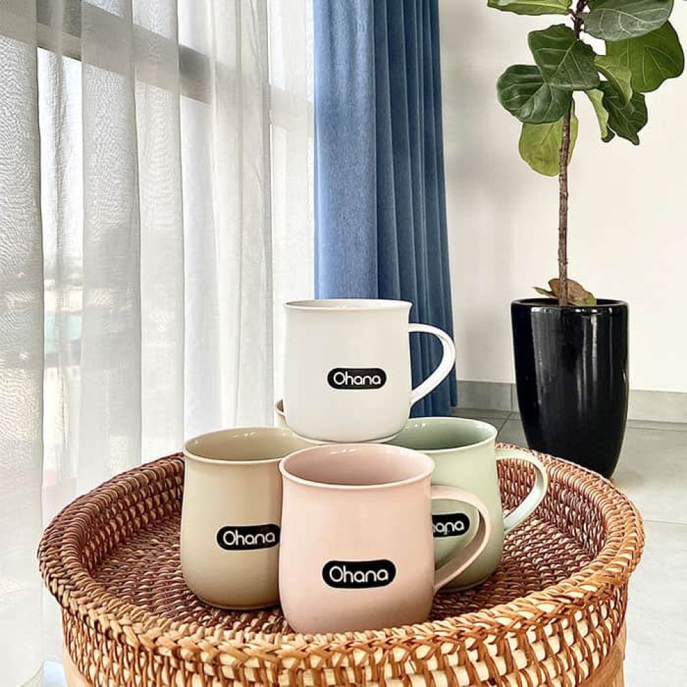 Cốc nhựa Ohana 350ml có quai kiểu men sứ ảnh 2