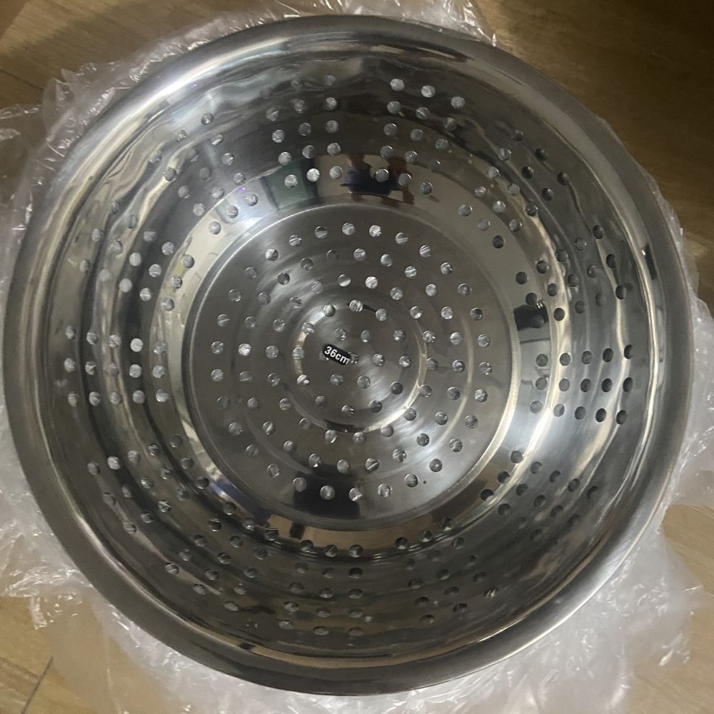 Rổ inox 36cm lòng sâu vo gạo rửa rau để ráo ảnh 3