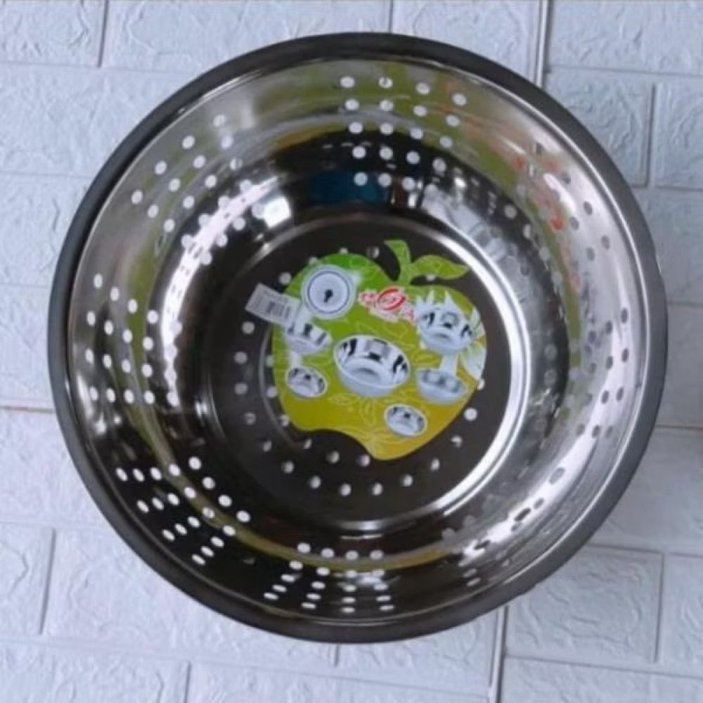 Rổ inox 36cm lòng sâu vo gạo rửa rau để ráo