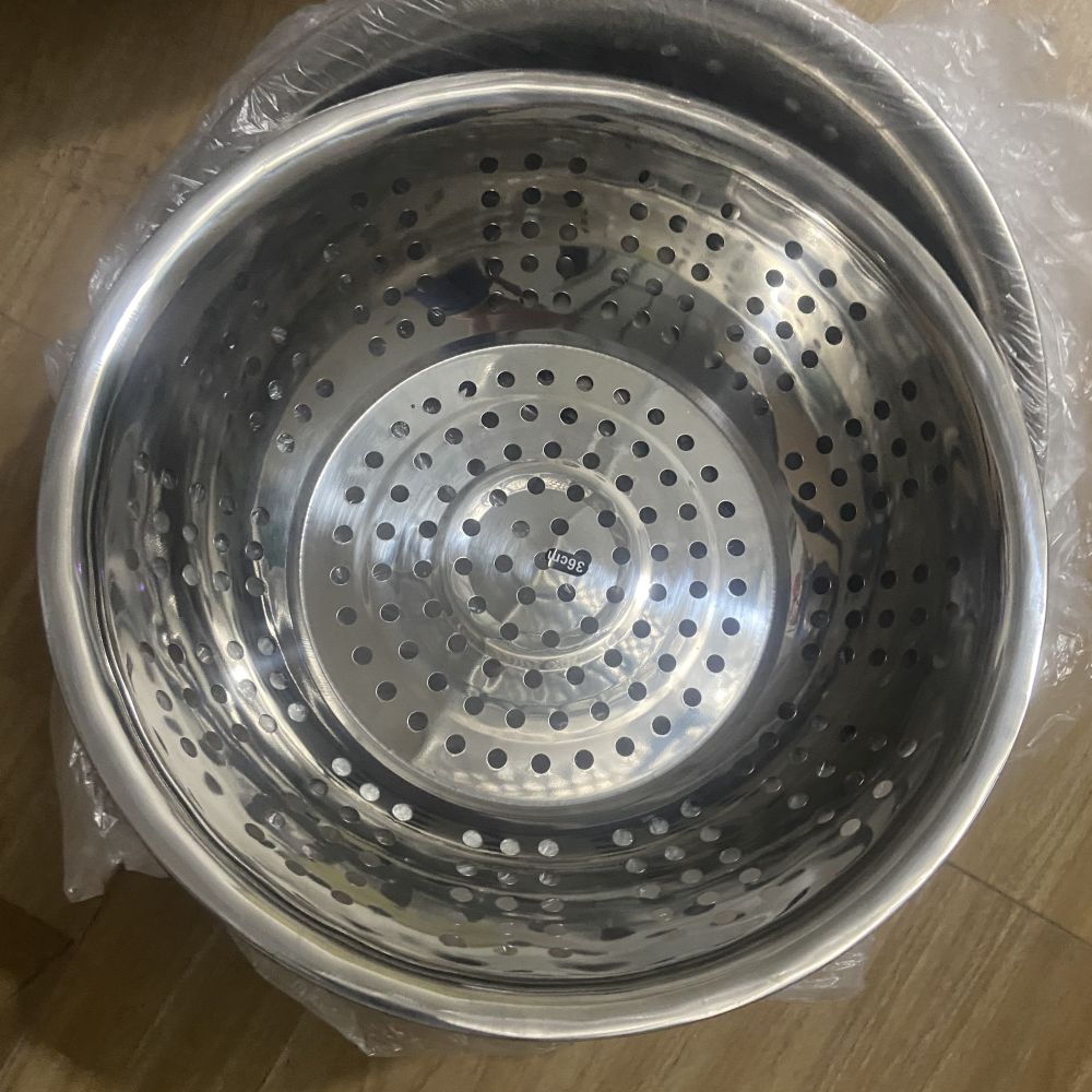 Rổ inox 36cm lòng sâu vo gạo rửa rau để ráo ảnh 2