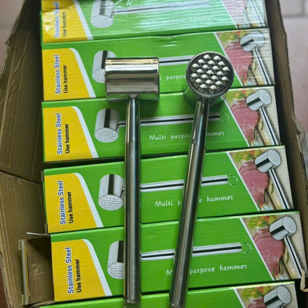Búa dần thịt inox 2 mặt dài 30cm đầu Ø5.2cm
