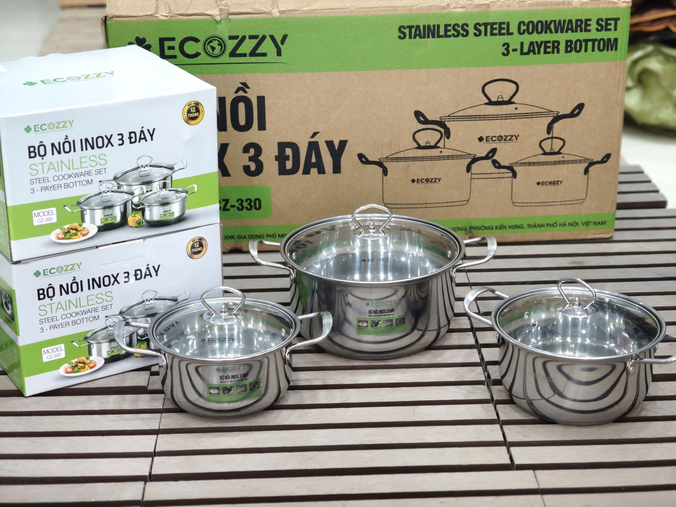 Ecozzy Bộ Nồi Inox 1 Đáy , bộ nồi inox 3 đáy ecozzy ảnh 4