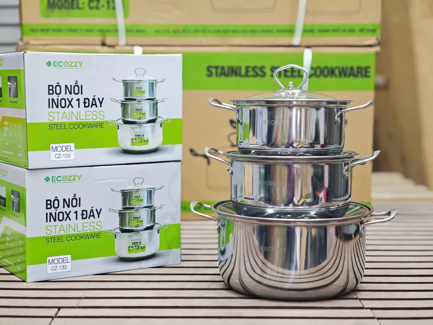 Ecozzy Bộ Nồi Inox 1 Đáy , bộ nồi inox 3 đáy ecozzy ảnh 2