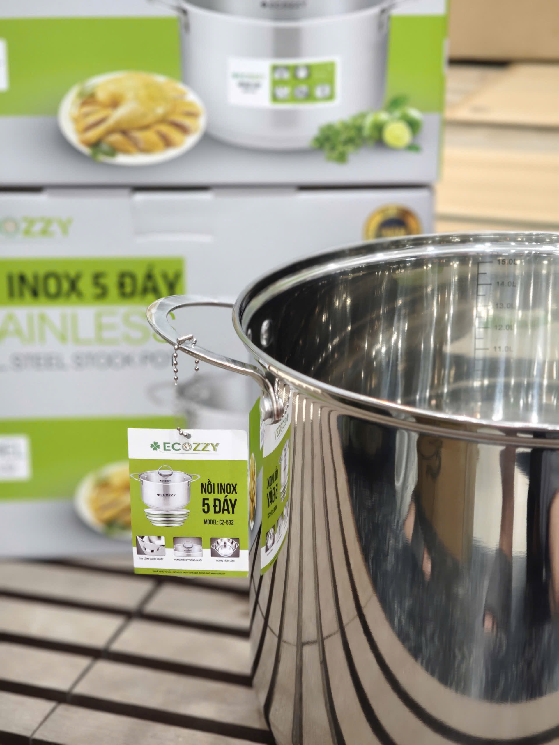 Nồi luộc gà inox 5 đáy Ecozzy dùng bếp từ, gas ,hồng ngoại ảnh 3
