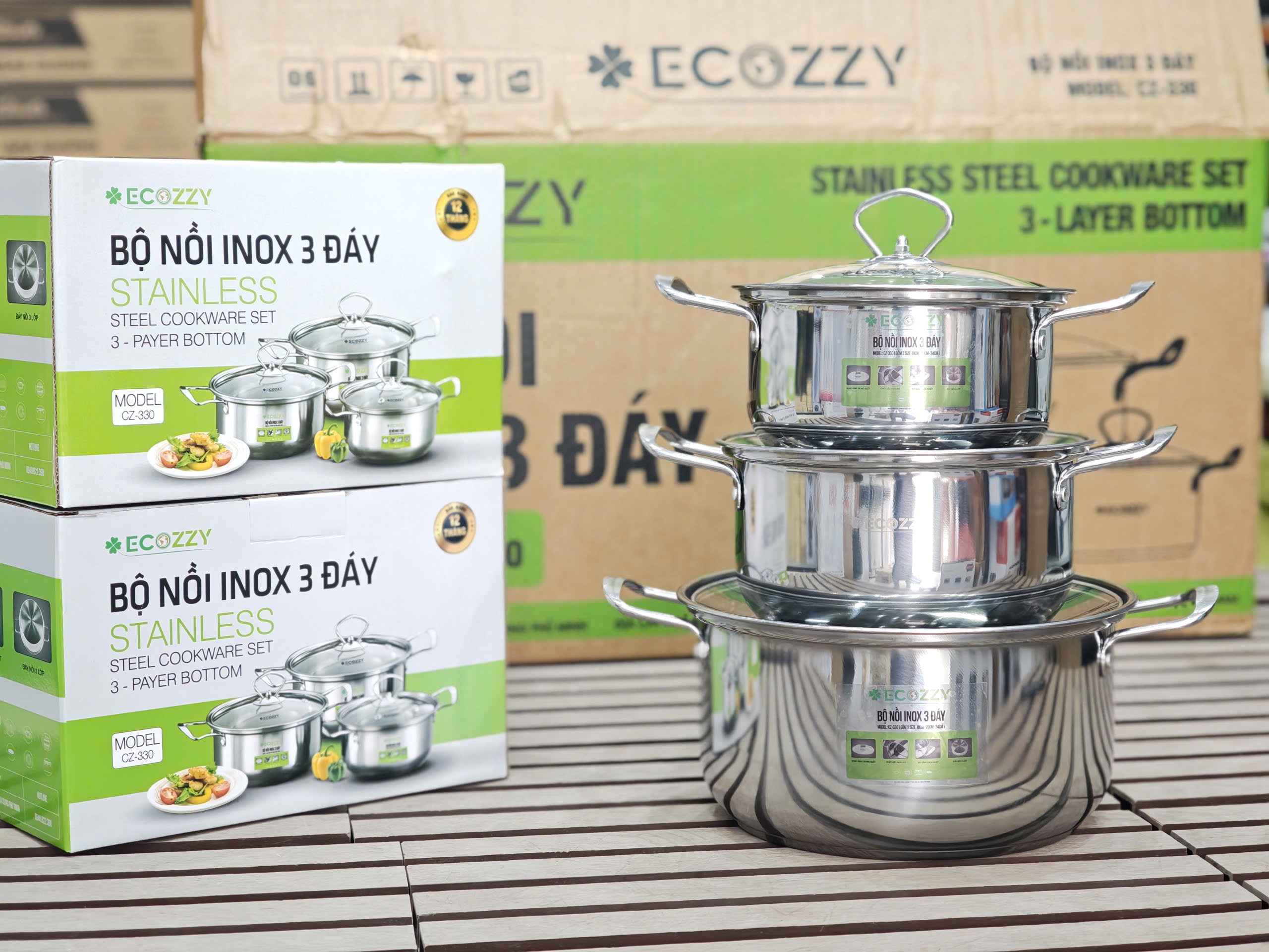Ecozzy Bộ Nồi Inox 1 Đáy , bộ nồi inox 3 đáy ecozzy ảnh 3